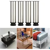 4er-Set, 200 mm hohe verstellbare Füße aus Edelstahl für die Küche, runde Beine mit 2 Durchmessern, Möbelbeine, Bürotisch, Metallbeine – verstellbare