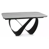 Esstisch Säulentisch Finity Ceramic 160-240x90x75cm Farbe wählbar ausziehbarweiß Marmor matt / schwarz matt - Weiß/Schwarz