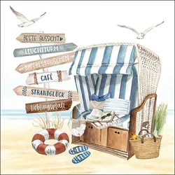 Ambiente 20 Servietten Papier 33x33cm 3-lagig - hochwertige Einweg Papierservietten Strandkorb Maritim Sommerdeko Küste Strandhaus Urlaubsmotiv