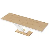 designimpex Esstisch Design Tisch HEU-111 Eiche Artisan - Weiß Hochglanz ausziehbar beige