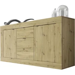 Sideboard INOSIGN "Basic", braun (eiche artisan nb), B:160cm H:86cm T:43cm, Sideboards, Breite 160 cm, 2 Türen 3 Schubkästen