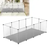 YRHome Freigehege Gittergehege für Kaninchen Hasen Meerschweinchen Gehege Freilauf Hamster Welpengehege Kleintiergehege Hasenstall Laufgitter Kleintierkäfig 12-Platten mit Matte Weiß 143x73x46cm