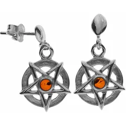 Paar Ohrhänger OSTSEE-SCHMUCK "Ostsee-Schmuck Ohrhänger Stern-Pentagramm", weiß, Ohrringe, Damen, 26 x 14mm, Silber 925 (Sterlingsilber)