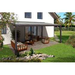 Skanholz Terrassendach Genua, BxT: 541×357 cm, Bedachung Doppelstegplatten, 541 cm Breite, verschiedene Tiefe grau 541 cm x 357 cm