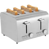 Toaster 4 Scheiben 1500W, Automatik-Langschlitztoaster, 7 Bräunungsstufen, Einstellbare Temperatur, Abbruch, Auftauen, Aufwärmen Multifunktional Toaster