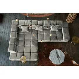KAWOLA Sofa NEVADA Ecksofa Velvet silber