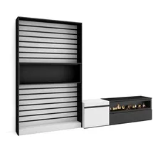 SKRAUT HOME Wohnwand, Elektrokamin, weiß, schwarz, 260/35/186cm
