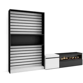 SKRAUT HOME Wohnwand, Elektrokamin, weiß, schwarz, 260/35/186cm