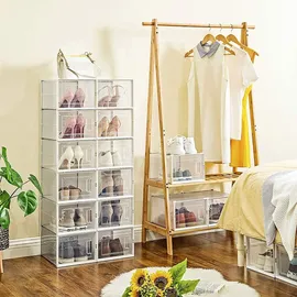 Songmics Schuhbox 8er Set transparent-weiß