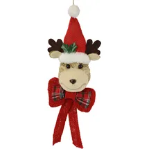 I.GE.A. Dekohänger I.GE.A. "Elch zum Hängen", rot, B:19cm H:42cm, Bast, Dekohänger, Rentier mit Schleife Weihnachten Adventsdekoration Dekofigur