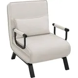 Woltu Schlafsessel 3 in 1 Leinen 65 x 78 x 75 cm Beige mit Kissen