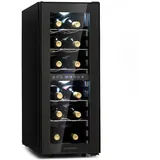 Klarstein Weinkühlschrank Freistehend, Kleiner Getränkekühlschrank Schmal, 2 Zonen Weinkühlschrank mit Glastür, Indoor/Outdoor Beersafe, Kühlschrank Klein mit UV-Schutz, 5-18°C, 12 Duo