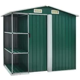 vidaXL Geräteschuppen mit Regal 2,05 x 1,30 m grün