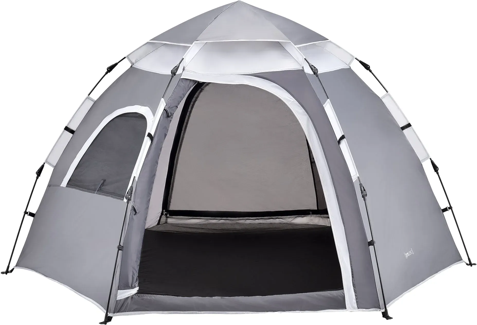 Campingzelt Nybro Pop Up Kuppelzelt 240x205x140cm Dunkelgrau / Hellgrau [pro.tec]