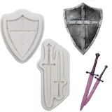 DUBENS Schwert und Schild Kuchen Silikon Form Fondant Kuchen Dekorieren Werkzeuge Schokolade Gumpaste Sugarcraft Backform