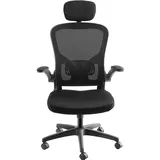 Tectake Bürostuhl Arges ergonomische Form mit verstellbarer Lordosenstütze und verstellbarer Kopfstütze 360° drehbar