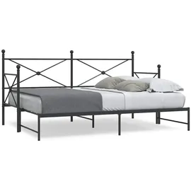 vidaXL Tagesbett Ausziehbar ohne Matratze Schwarz 90x200 cm Stahl
