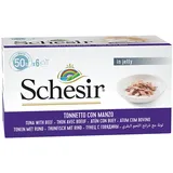 Schesir 24 x 50g Small Gelee Thunfisch mit Rinderfilet Schesir Katzenfutter nass