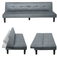 Schlafsofa HWC-G11, 3er-Sofa Gästebett, Schlaffunktion 195cm, Stoff/Textil, grau