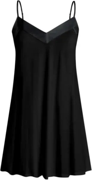 IZURIA Schwarzes V-Ausschnitt Trägerkleid XL
