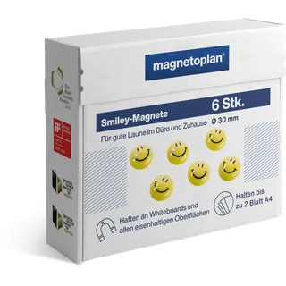 Magnetoplan Smiley Magnete gelb 6 Stück