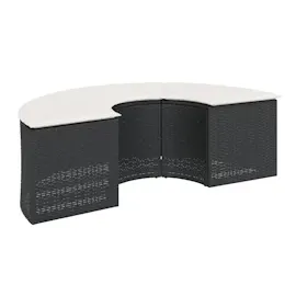 vidaXL 3-tlg. Garten-Sofagarnitur Halbrund Schwarz Poly-Rattan