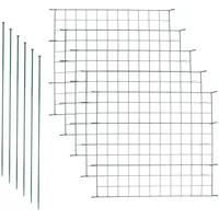 EINFEBEN Teichzaun Gartenzaun Zaun Teich mit 5 Zaunelemente und 6 Befestigungsstäben, Metallzaun Grün, Gitterzaun, Gartenzaun, Campingzaun (Gerade)