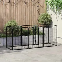 vidaXL Hunde-Laufgitter 8 Paneele Stahl 80 x 100 cm Schwarz