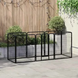 vidaXL Hunde-Laufgitter 8 Paneele Stahl 80 x 100 cm Schwarz