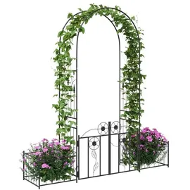 vidaXL Rosenbogen mit Schloss 203 x 50 x 218 cm Schwarz