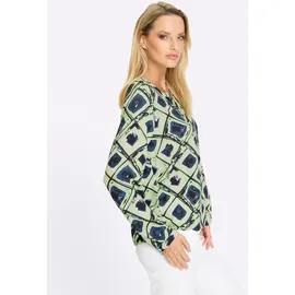Heine Druckbluse dunkelblau/reseda 48