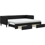 vidaXL Tagesbett Ausziehbar mit Schubladen Schwarz 80x200 cm Stoff
