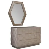 JV Möbel Kommode Anrichte mit Spiegel 110 x 84 x 43 cm Beige / Braun