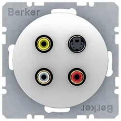 Berker 3 x Cinch/S-Video Steckdose (polarweiß glänzend)