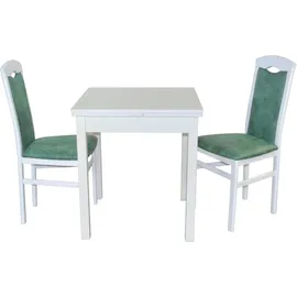 HOFMANN LIVING AND MORE Essgruppe »3tlg. Tischgruppe«, (Spar-Set, 3 tlg., 3tlg. Tischgruppe), Stühle montiert, weiß