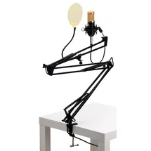 Pronomic CM-100BG Radioshow Bundle inkl. Popschutz, gold & Mikrofonarm