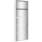 vidaXL Schuhschrank mit Spiegel 63 x 169,5 x 17 cm 5 Fächer hochglänzend / weiß