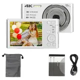 4K 48MP Kinder-Digitalkamera für Teenager, 2,8 Zoll Kompakte Tragbare Kleine Videokameras mit 16-fachem Digitalzoom, für Kinder Mädchen Jungen (Silver)