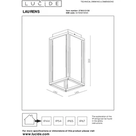 LUCIDE Laurens 1-flg. 30 cm rechteckig schwarz Glas Metall