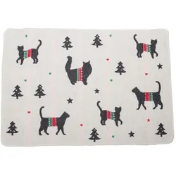 David Fussenegger Haustierdecke 'xmas Silhouetten Katzen' 70 x 90 cm Rohweiß