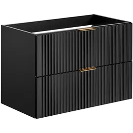 Kauf-Unique Vente-unique-Waschbeckenunterschrank hängend mit Einbauwaschbecken - Streifenoptik - Schwarz - 80 cm - ZEVARA