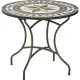 Dehner Diana Gartentisch Ø 90 x 75 cm Braun/Grau/Weiß