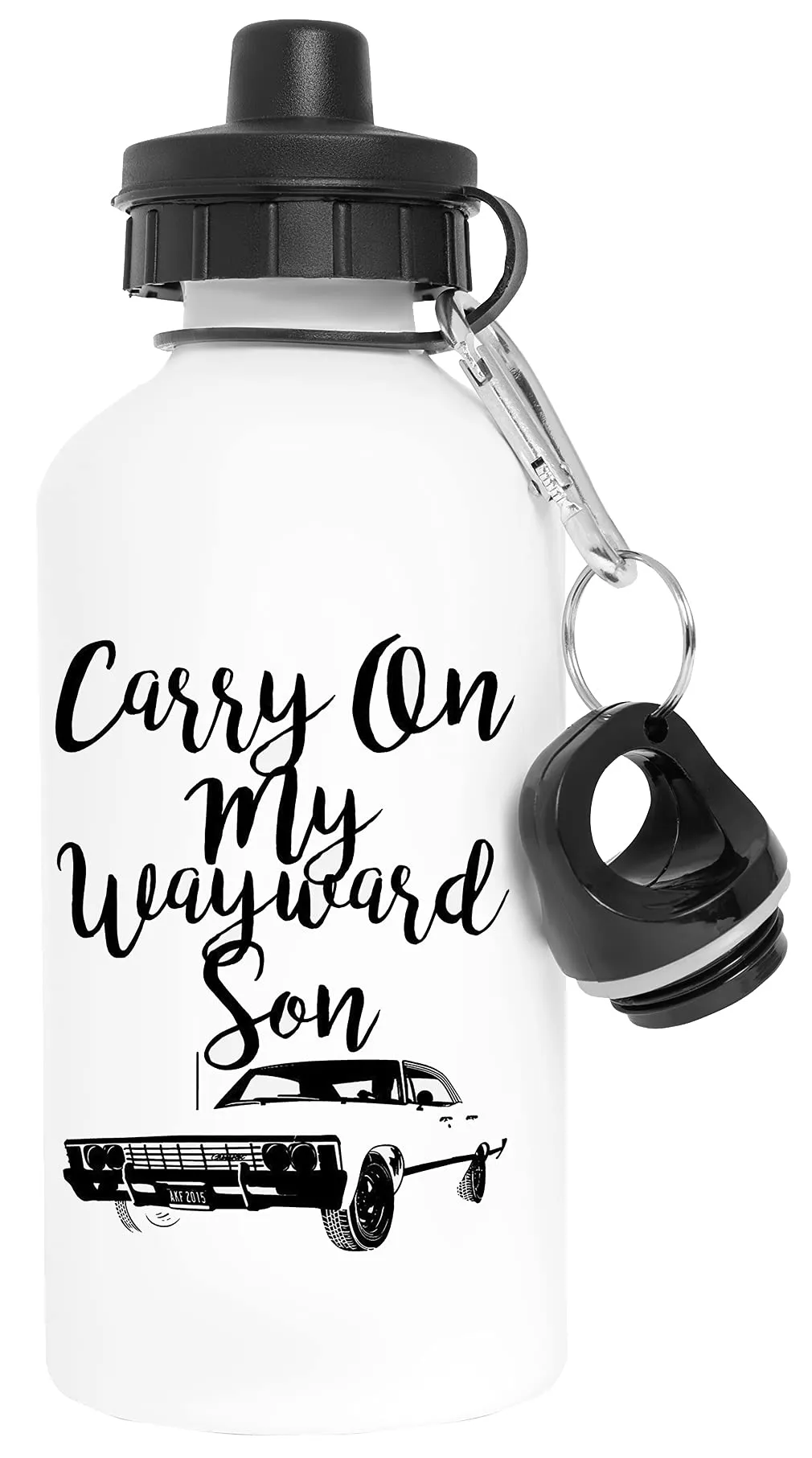 Carry on my Wayward Son Aluminium Weiß Wasserflasche Mit Schraubverschluss White Water Bottle With Screw Cap