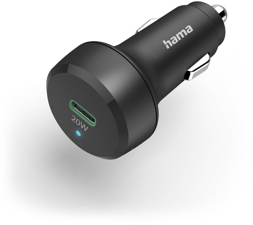 Hama Auto Ladegerät, Kfz Schnellladegerät 20 Watt USB C Power Delivery / Qualcomm Quick Charge (Zigarettenanzünder Ladestecker für Smartphone, Ladeadapter mit PD und QC) schwarz
