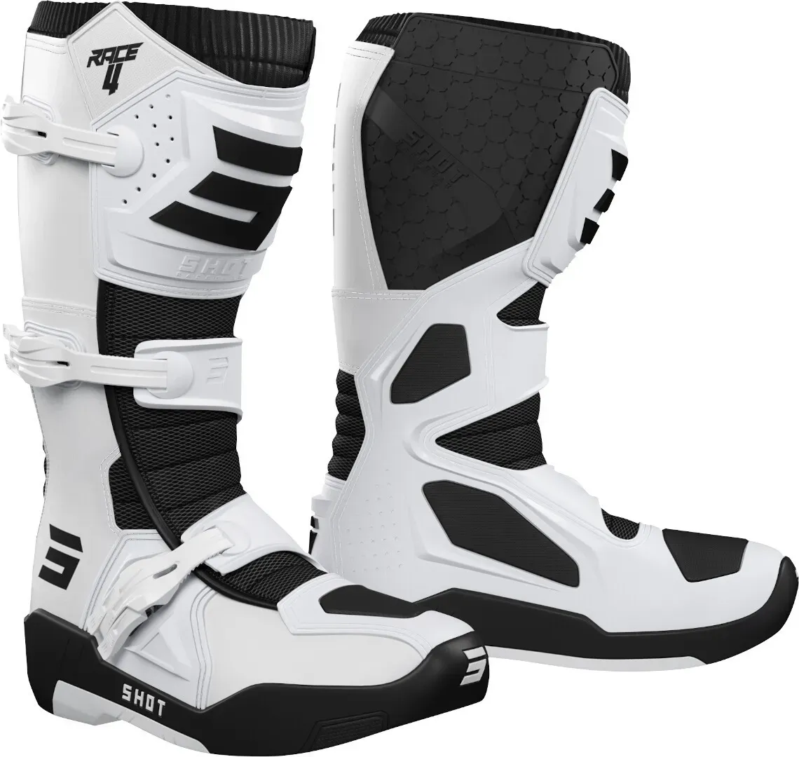 Shot Race 4 Motocross Stiefel, schwarz-weiss, Größe 41 für Männer