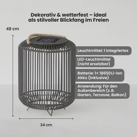 Best Season Deko-Korb Solar LED 48 cm Metall spritzwassergeschützt schwarz