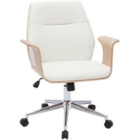 Miliboo Design-Bürostuhl in Weiß mit hellem Holz RUFIN