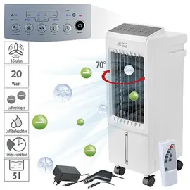 Sichler Haushaltsgeräte Ventilator 3in1-Luftkühler Luftbefeuchter Ionisator, 12/230 V, 5 l, 20 W - Weiß