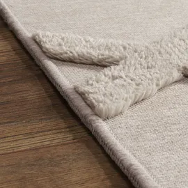 Paco Home Teppich Wohnzimmer Schlafzimmer Kurzflor Boho Skandi Raute 3D Grau Anthrazit 160x220 cm - Creme