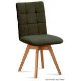 58 aufm Kessel Esszimmerstuhl Küchenstuhl drehbar (2er-Set) Doria 47x91x60 Eiche geölt/Rosewood (Lieferung bis Verwendungsstelle, 2 St), Stabiles Gestell aus Massivholz pflegeleichter Bezug aus Microfaser grün